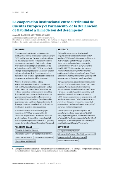 Imagen de la publicación La cooperación institucional entre el Tribunal de Cuentas Europeo y el Parlamento: de la declaración de fiabilidad a la medición del desempeño