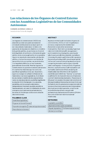 Imagen de la publicación Las relaciones de los Órganos de Control Externo con las Asambleas Legislativas de las Comunidades Autónomas