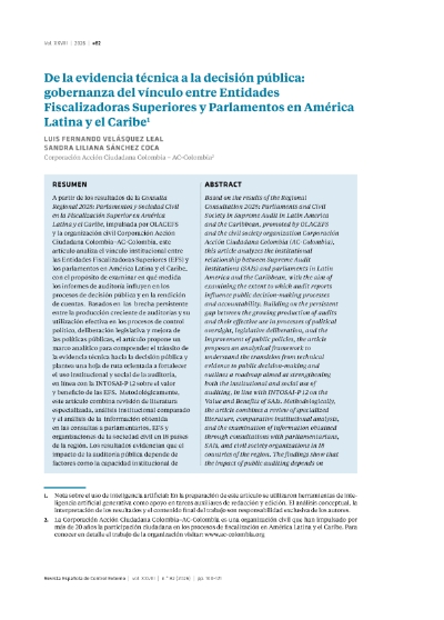 Imagen de la publicación De la evidencia técnica a la decisión pública: gobernanza del vínculo entre Entidades Fiscalizadoras Superiores y Parlamentos en América Latina y el Caribe